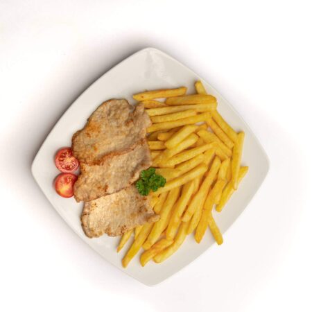 Natúrszelet + hasábburgonya+ savanyúság